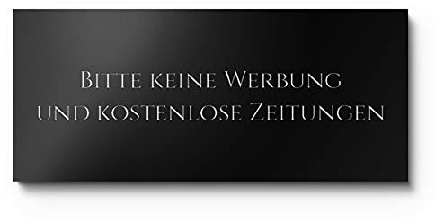 Keine Werbung Hinweisschild Werbung verboten für Briefkasten oder Haustür | Hochwertige Gravur auf Kunststoff | Kratzfest - wetterfest - rostfrei - UV-beständig (8x3,5 cm)