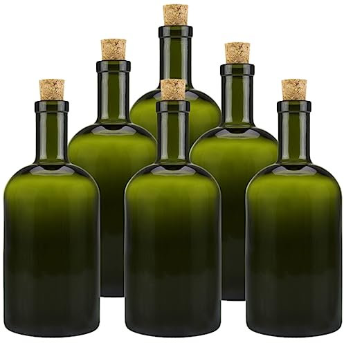 mikken 6 bottiglie di vetro verde/marrone da 500 ml con tappo in sughero