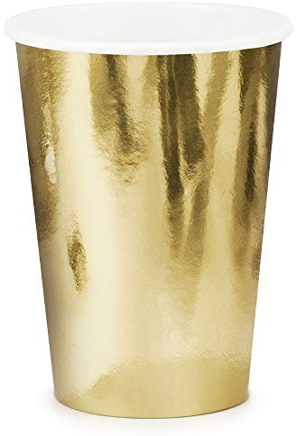 DekoHaus Lot de 12 gobelets jetables en papier doré métallisé 220 ml