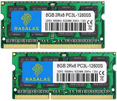 Rasalas DDR3 16GB Kit (2 x 8GB) DDR3 1600 MHz PC3L-12800S Non ECC Unbuffered 1,35 V CL11 2Rx8 Dual Rank SODIMM Laptop Arbeitsspeicher