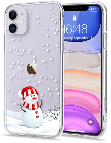 LLZ.COQUE Hülle für iPhone 11 Handyhülle Weihnachten Hülle Transparent Christmas Case Cover süß Silikon Schutzhülle Durchsichtig Weihnachtstasche Rückschale, #7