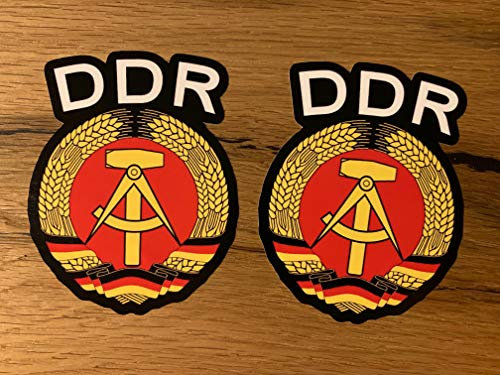 24/7stickers #766 / 2X DDR Aufkleber je 10 x 8 cm VEB Wappen Emblem Oldtimer Retro Vintage Osten für Trabant Barkas GAZ UAZ Lada Niva Simson Schwalbe usw.