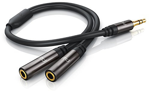 Primewire - Câble Jack Audio Y 3 pôles - Adaptateur Y Jack Audio AUX - Rallonge Jack Audio pour Casques et écouteurs - 1x mâle 3,5 mm vers 2X Femelles 3,5mm – câble auxiliaire Série HQ Premium