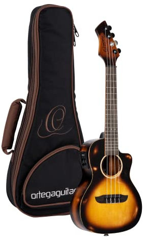 Ortega Guitars Konzert Ukulele Elektro-Akustisch – The Private Room Series – Inklusive Gigbag – Alaska Fichte, Mahagoni, Distressed Finish (DSSUITE-UKE)