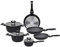 Tognana Italika Premium Batterie de casseroles et poêles antiadhésives, Set de 3 poêles, 3 casseroles, 3 couvercles en verre, 9 pièces, aluminium, noir