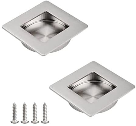 Muschelgriff Edelstahl Platz, JPGhaha 2 Stück Glatt Griffmuschel Schiebetür Ø 50mm Möbelgriff Einlassgriff Muschelgriff für Schubladen Zimmertür Silber