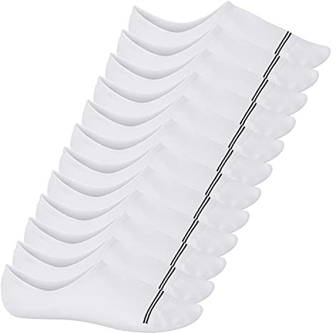 Footstar Damen und Herren Füßlinge (12 Paar) No Show Footies mit Anti-Slip - Sneak-it! - Weiß 43-46