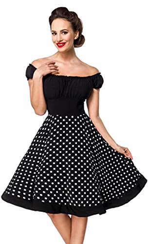 Belsira Schulterfreies Swing-Kleid Frauen Mittellanges Kleid schwarz/weiß