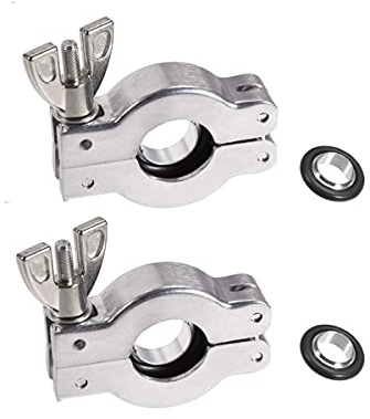 SHERICH 2 Sets KF25 Vacuum Fittings ISO-KF Flange Size NW25 Aluminium Wing Nut Hinge Clamp + KF25 Aluminum Centering Ring with FKM O-ring (KF-25 2Sets)