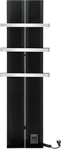 Finesa D scaldasalviette elettrico bagno 1200 x 408 cm,termoarredo elettrico, termostato digitale 400-1200 W, di colore nero