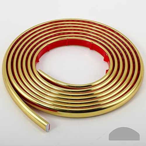 Flexible Mouldings & Trim | 3m Caulk and Trim Strips for Floor, Backsplash, Tile Edge and Corner Decor | Peel and Stick Self-Adhesive Liner, Shiny Gold