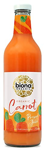 Biona Organic Carrot Juice 750ml, Pack of 6 - Immediately Pressed After Harvest - Recyclable Glass Bottle - Not From Concentrate - No Added Sugar - Vegan