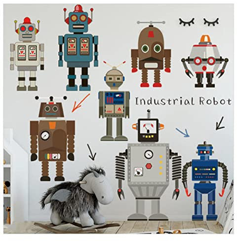 wandtattoo kinderzimmer Kindergarten Wandaufkleber DIY Cartoon-Roboter Wandkunst Sticker Wandbilder Wanddekoration für Hause Weihnachten Schlafzimmer, Halle, Treppen, Babyzimmer
