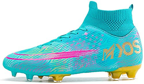 WOWEI Fußballschuhe Herren High Top Spike Cleats Outdoor Athletics Professionelle Fussballschuhe Kinder Trainingsschuhe Fußballschuhe Sportschuhe Wettkampf (FBM-X26, 44EU)