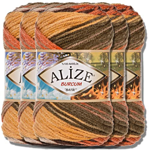 Alize 5x 100g Burcum Batik Türkische Premium Wolle 100% Acryl Handstrickgarne | Strickgarn | Yarn | Garn Babywolle mit Farbverlauf Baby zum Häkeln Stricken Kleidung (6060)