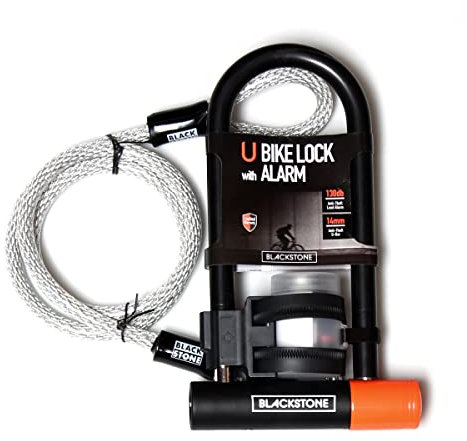 Blackstone Anti-Theft 130 db Alarm U-Lock Heavy Duty w/Security Cable (Alarm U-Lock w/Cable)