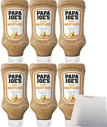 Papa Joes Honig Senf Sauce 6er Pack (6x300ml Flasche) + usy Block
