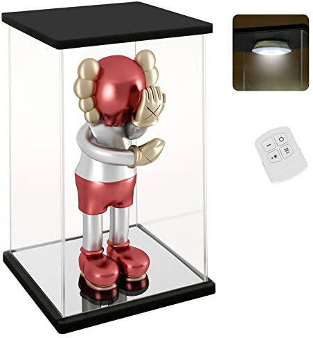 Nonemey Acryl Vitrine / Schaukasten mit LED Licht & Fernbedienung – staubdichte Display Case Box für Sammlerstücke,1000% Bearbrick,labubu,Figuren & Collectibles-Schwarz, 40x30x76cm