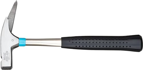 HAZET Latt-Hammer 2138-600 I Werkzeug-Hammer mit magnetischem Nagelhalter und Stahlrohlstiel, geraute Schlagfläche, Handgriff aus rutschfestem Kunststoff, Made in Germany