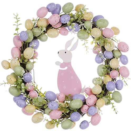 LLZLL 38,1 cm Ostereierkranz, künstliche Osterkränze für Haustür, Osterdekorationen mit bunten Ostereiern für Ostern, Haustür, Wand, Heimdekoration (Mehrfarbig_2)
