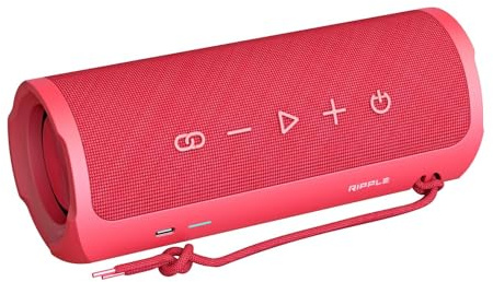 Hifuture Ripple Speaker: Wireless v5.3, Tragbar Kraftvoller Bass Lautsprecher, TWS Pair-to-Play, Bis Zu 12 Stunden Spielzeit, Musikbox, IPX7 Wasser und Staubbeständig, Reichweite 10 Meter (Rosa)