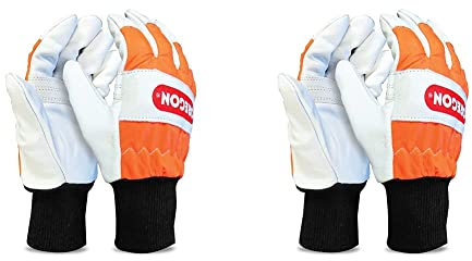 Oregon Schnittschutzhandschuhe aus Leder mit Schutz in der linken Hand – L/10 (91305L) & Kettensägen-Schutzhandschuhe aus Leder mit Linkshandschutz - Größe 9 (M) (91305M)