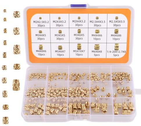 300 Stück Gewindeeinsatz M2 M2.5 M3 M4 M5 M6 Einpressmuttern Messing Einschmelzgewinde 3D Druck Messing Rändelmuttern mit Sortierbox Einpressmuttern für Kunststoffteiledurch 3d Drucker Zubehör