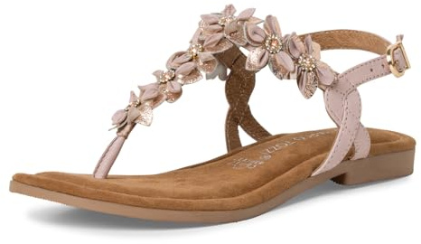 MARCO TOZZI Damen Sandalen mit Absatz aus Leder mit Blumendekor