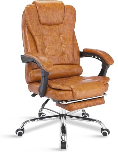 Blisswood Executive Office Chair With Footrest & Lumbar Support Ergonomic Recliner Computer Desk Chair Adjustable Back Rest Heavy Duty 360° Swivel Gaming Chair for Home Office with Tilt Function