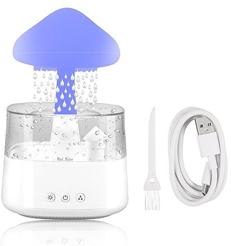 Humidifier 450ml Cloud Rain Humidifier for Bedroom Water Drip Humidifier with 7 Color Changing Lights/Timer Bedside Sleep Relaxation with Calming Raindrop Sound for Home Office