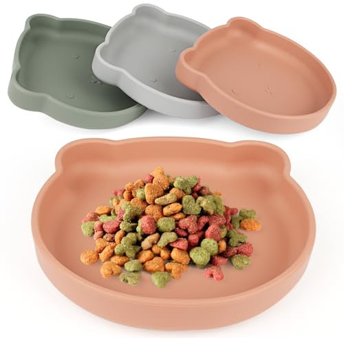 Cuencos para Gatos, Cuenco Comida Gato, Comedero Gatos con Ventosa, Plato Gato de Silicona para Perros, Gatos, Conejos, Plato para Comida Seca y Comida Húmeda