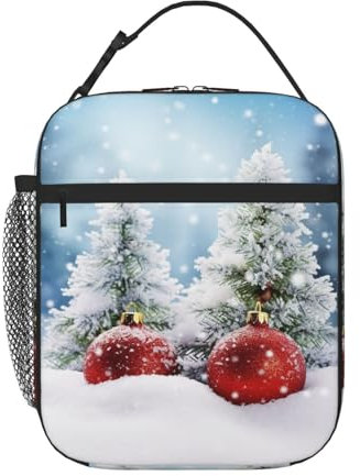 VTCTOASY Lunchtasche mit Weihnachtsbaumkugeln, für Damen und Herren, isolierte Kühltasche, tragbare Tragetasche, Lunch-Behälter für Arbeit, Picknick, Reisen