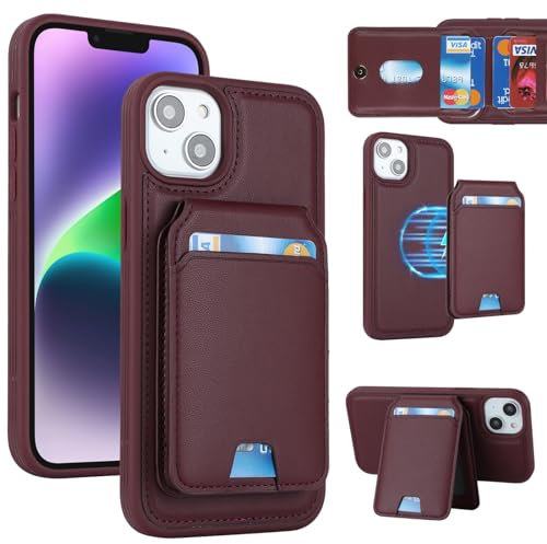 Zouzt for iPhone 14 Plus Detachable 2 in 1 Wallet Case with Card Holder for Magsafe, Magnetic PU Leather Flip Credit Slot Protective Phone Cover Women Men for iPhone 14 Plus 6.7 Inch - Burgundy