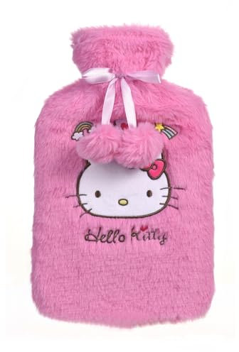 Take Care - Hello Kitty, Wärmflasche mit Bezug, Wärmflasche für Therapie, Warmwasser, Gummi, kalt, Winter, Kinder, Erwachsene Rosa