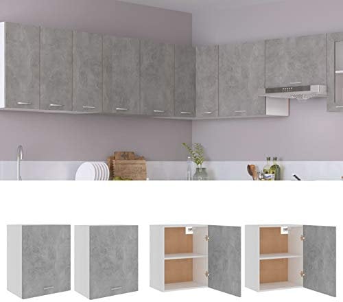 Gecheer 2 uds Armario Colgante Cocina,Mueble De Cocina,Modulos Cocina,Armario Pared Cocina,Mueble Aparador Alacena De Cocina Madera 50x31x60cm Gris hormigón