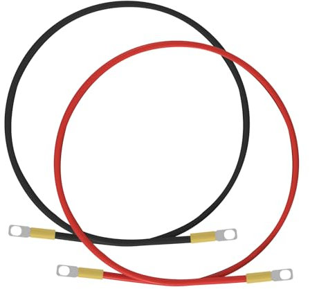 DCHOUSE 12V M5 30cm Batterie câble, câble de Batterie 6 mm² en cuivre, Pontage de câble d'alimentation, Batterie de Voiture Plus câble avec 2 œillets, pour Moto, Batterie de Voiture Solaire