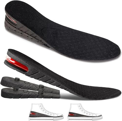 3 Schicht Erhöhung Einlegesohle,Höhenverstellbare Einlegesohlen 3cm-7cm,Höhe erhöhen Einlegesohle mit Air Cushion Elevator Kits Einsätze für Männer & Frauen,Versteckte Innensohle die Sie größer machen