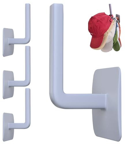 4 Stück Basecap Halterung Selbstklebende hut-halter Hutablage für Baseballkappen Wand Löcher Müssen Nicht Gestanzt Werden Basecap Halter für Baseball Kappe Schals Taschen (Weiß,Schwarz,grau)