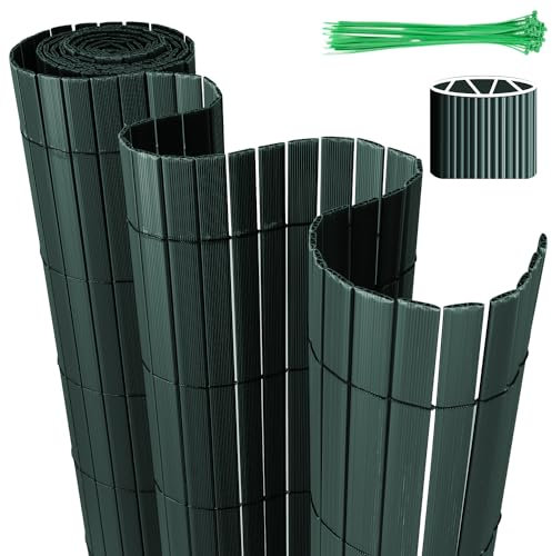 Eulenke Canisse en PVC Brise Vue, clôture d'intimité 80 x 400 cm avec Serre-câbles Lattes renforcées, Brise-Vue pour clôture de Jardin, terrasse, Vert