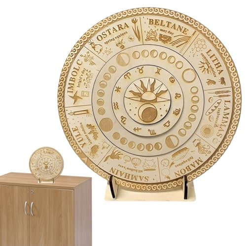 Rad Des Jahres-Schild, Hölzernes Wünschelrutenbrett, Astrologie-Schild Mit Ständer, Dekoratives Heidnisches Feiertagsornament, Holzschild, Kalender, Rune, Wünschelruten-Astrologie Für Yoga-Studios, Me