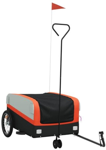 vidaXL Remorque de vélo Noir et Orange 45 kg Fer