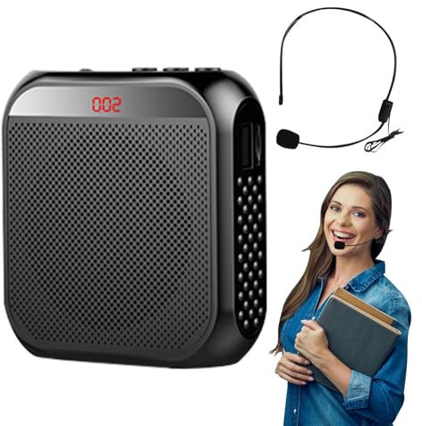 Portable Voice Amplifier, Rechargeable Voice Amplifier, Amplifier With Microphone | Loudspeaker for Coaches Tour Guide Speaker Portable Voice Amplifier With Headset Microphone Rechargeable