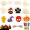 Qeioauek Basteln Halloween,24 Stück Halloween Holz Bastelset,Bemalen Holzbastelset,Halloween Deko Basteln,Bemalen DIY Holzbastelset,Kordel,Aquarellstifte,für Mädchen Junge Halloween