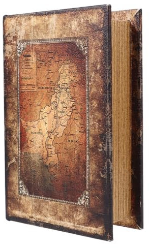 Amosfun BoîTe De Rangement Vintage En Forme De Livre Avec Cachette SecrèTe Coffre À CléS DéCoratif En Bois Et Pu IdéAl Pour DéCoration Et Stockage Taille Moyenne 24X17X6Cm