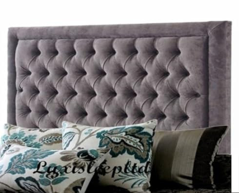 luxisleepltd Chesterfield Bumper Plush Velvet Upholstered Headboard,26'' 30'' 36''Tall, 3FT,4FT6, 5FT Wide for Divan Bed (Cream, 4ft6-36''Tall)