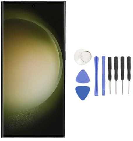 Garsent 6,8 Zoll Original für S23 Ultra, OLED LCD Display Touchscreen Digitizer Baugruppe S23ultra 5G SM-S918U LCD Bildschirm Ersatz mit Rahmenreparaturset, Fingerabdruck