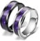 Daesar Paar Ringe für Sie und Ihn Set mit Gravur, Verlobung Ringe Edelstahl 6MM mit Lila Aufklebern Hochzeitsringe Partnerringe Personalisiert Silber Gr.55 (17.5)& Schwarz Gr.62 (19.7)