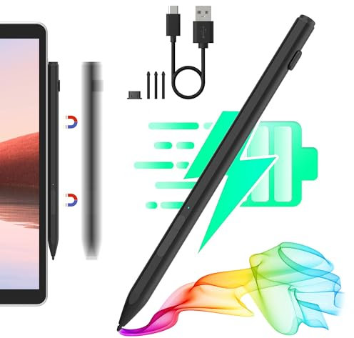 Surface Penna per Microsoft Surface Pro 11/10/9/8/X/7+/7/6/5/4/3, Surface Go 4/3/2/1, Surface Laptop/Studio/Book 4/3/2/1 con rifiuto del palmo, 4096 livelli di pressione, ricaricabile e magnetica