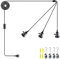 JZCDR Suspension Luminaire avec Prise Noire 3 Lampe Câble de 4,5 m Lustre Corde E27 douille Lampe Suspendue avec Prise Interrupteur Vintage pour Chambre Salon Cuisine Manger Loft (Pas d'ampoules)