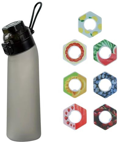 LILIHOT primeday Trinkflasche mit Geschmack,700ml Flasche mit 7 Duft Pods,Flasche Starter Set Flasche Flasche,Luft Wasserflasche mit Geschmack,Water Bottle with Flavor(#A Gray)
